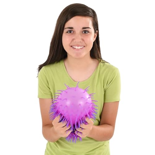 Rhode Island Novelty 9" Two-Tone Puffer Ball – Pack of 6 Fidget Sensory Toys with Stretchy Bristles