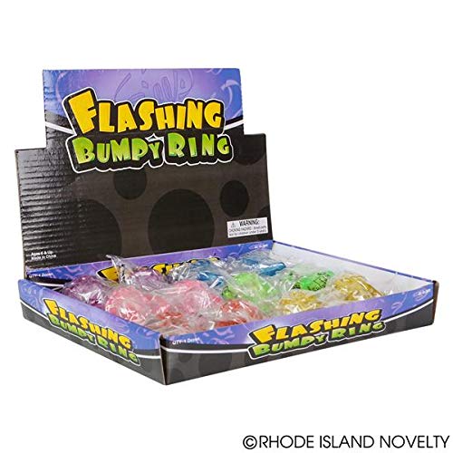 Rhode Island Novelty Flashing LED Bumpy Rings - 24 Pack Assorted Colors Party Favors