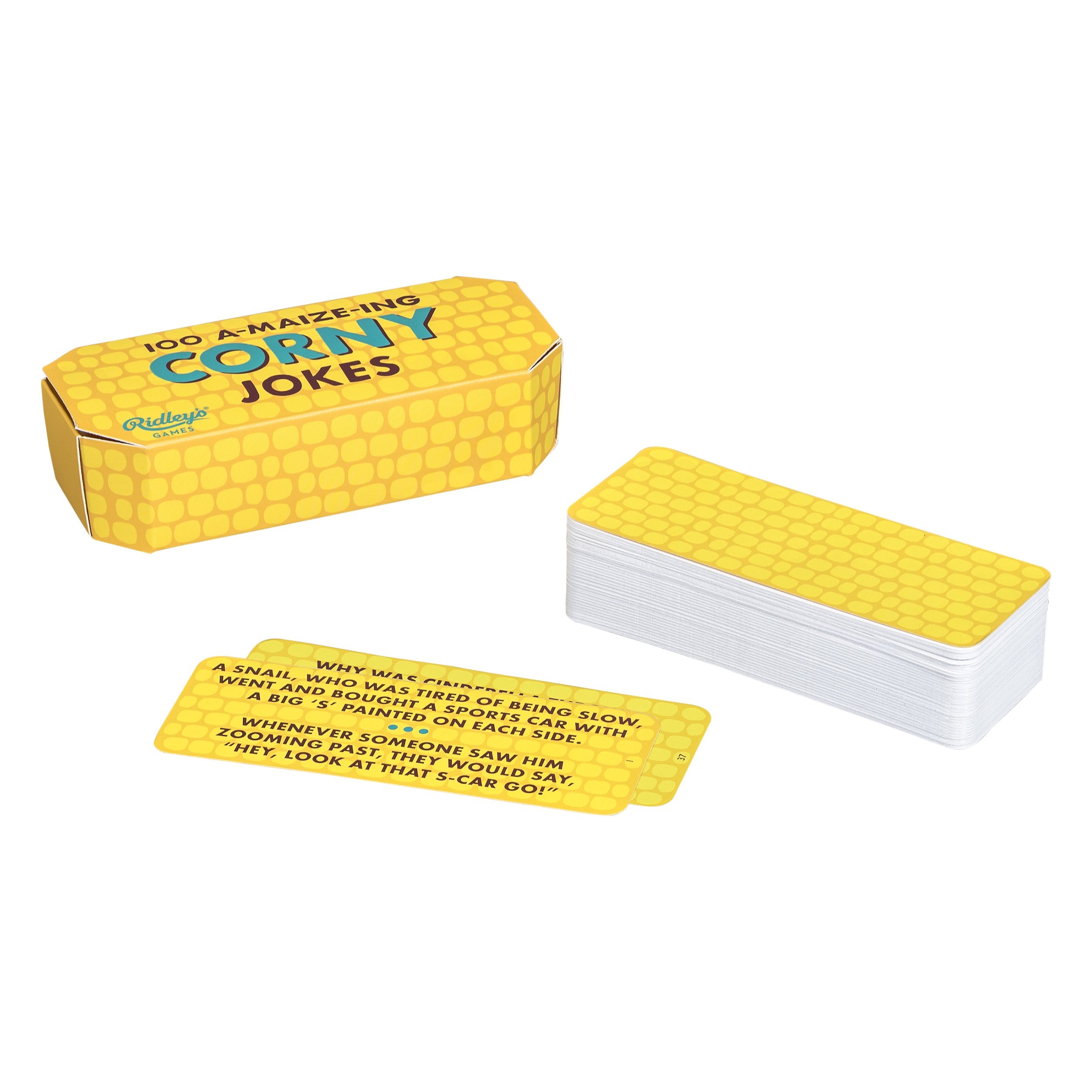 Ridley's 100 A-maize-ing Corny Joke Cards – 100 Family-Friendly Jokes for Kids and Adults in a Corn-Shaped Box