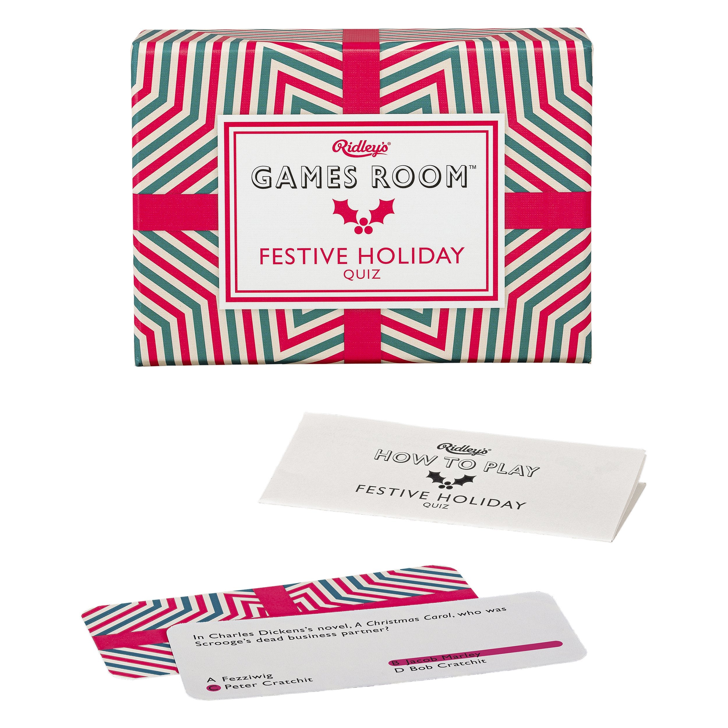 Ridley’s Festive Holiday Trivia Card Game – 140 Unique Quiz Cards for Family Fun, Ages 8+