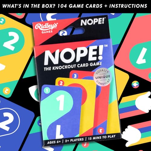 Ridley's Nope! Card Game: Fast-Paced Family Fun for 2+ Players, Ages 6+