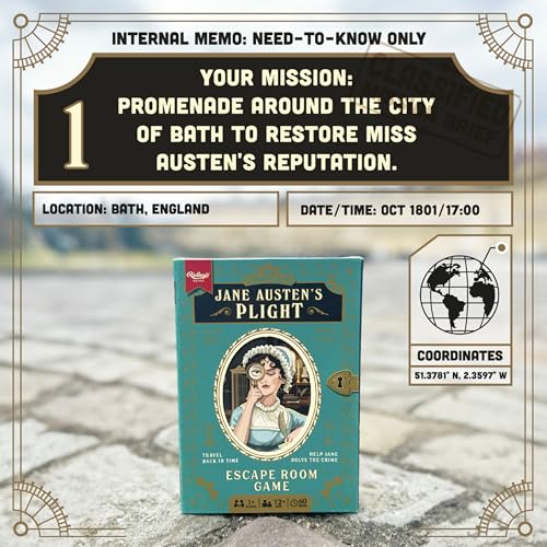 Ridley's Timescape: Jane Austen's Plight – Reusable Escape Room Puzzle Game for 1+ Players, Ages 12+