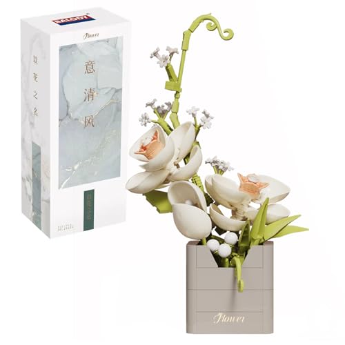 RIESEK Orchid Flower Bouquet Building Set – 231 Piece Mini Plant Bonsai Blocks for Adults, Kids, Home Office Decor, Birthday Gift