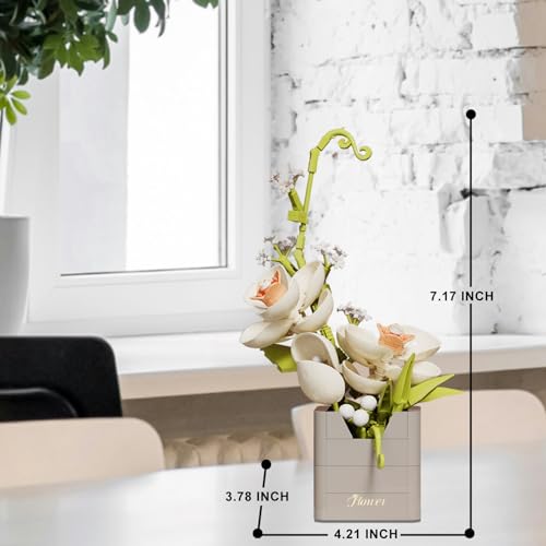 RIESEK Orchid Flower Bouquet Building Set – 231 Piece Mini Plant Bonsai Blocks for Adults, Kids, Home Office Decor, Birthday Gift