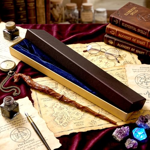 Rileryan Dragon Head Magic Wand – Decorative Wizard Wand for Fantasy Home Decor