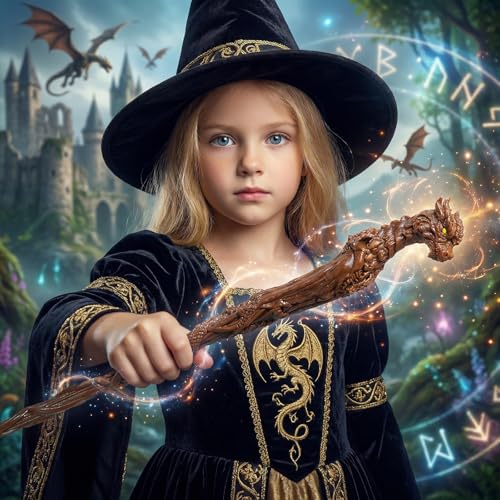 Rileryan Dragon Head Magic Wand – Decorative Wizard Wand for Fantasy Home Decor