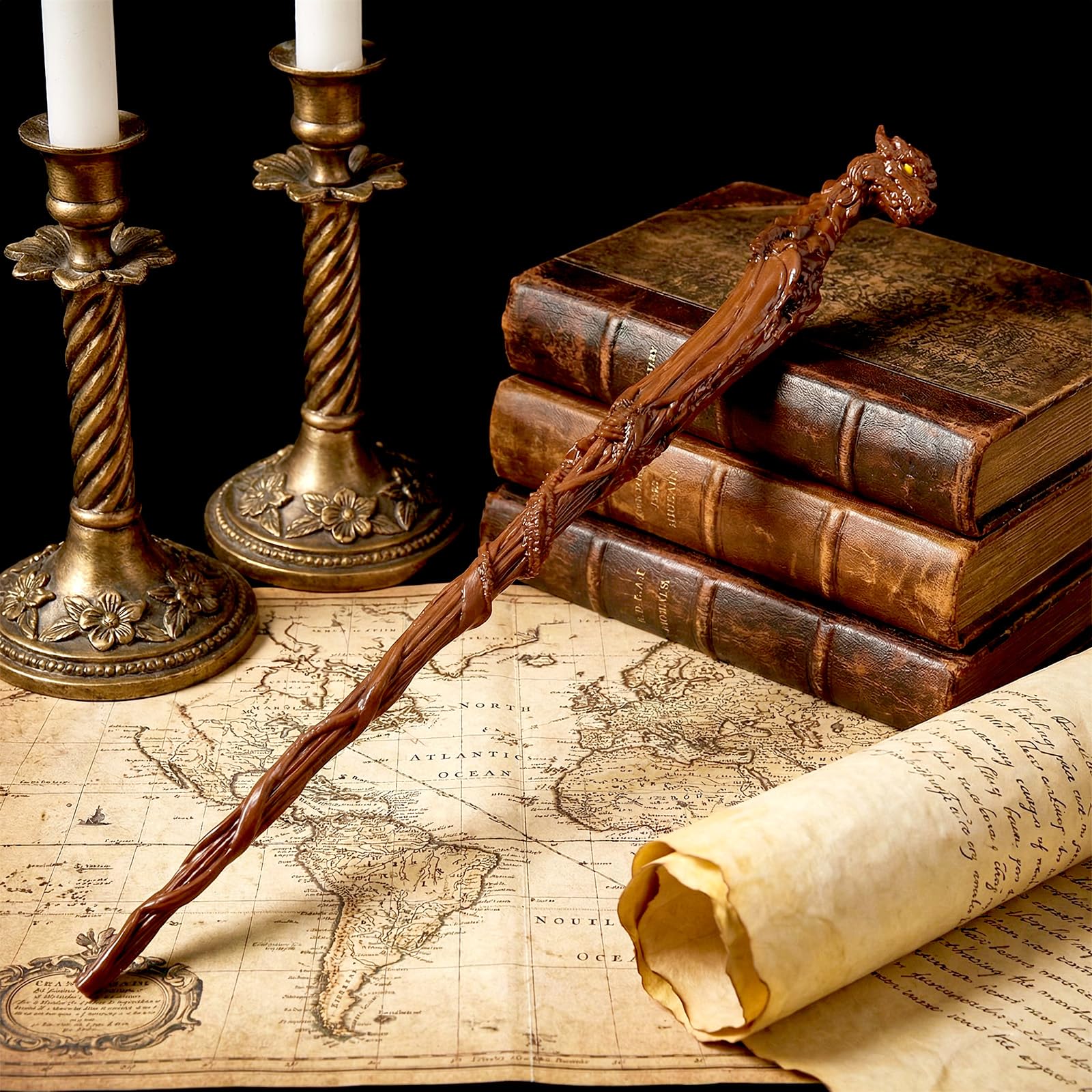 Rileryan Dragon Head Magic Wand – Decorative Wizard Wand for Fantasy Home Decor