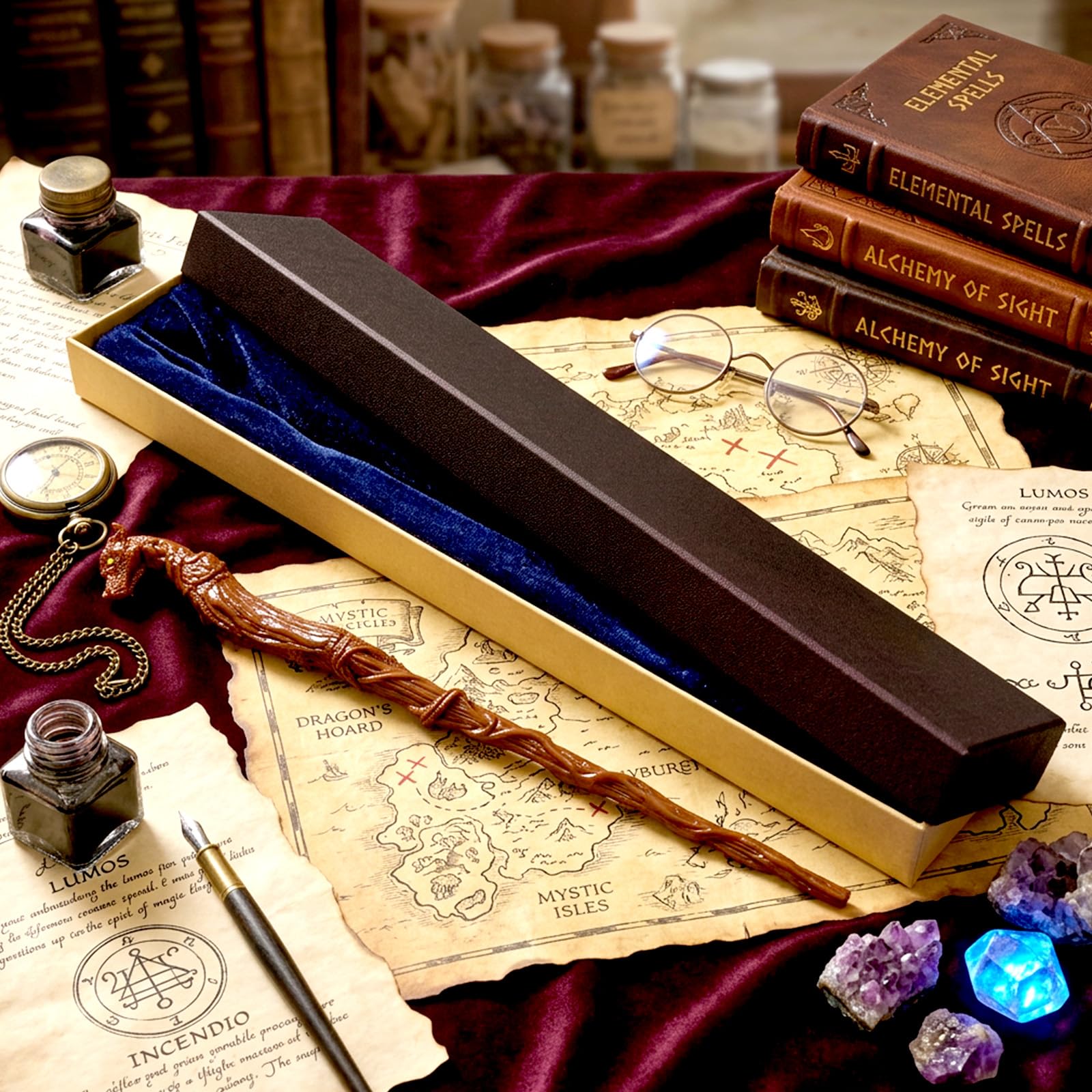Rileryan Dragon Head Magic Wand – Decorative Wizard Wand for Fantasy Home Decor