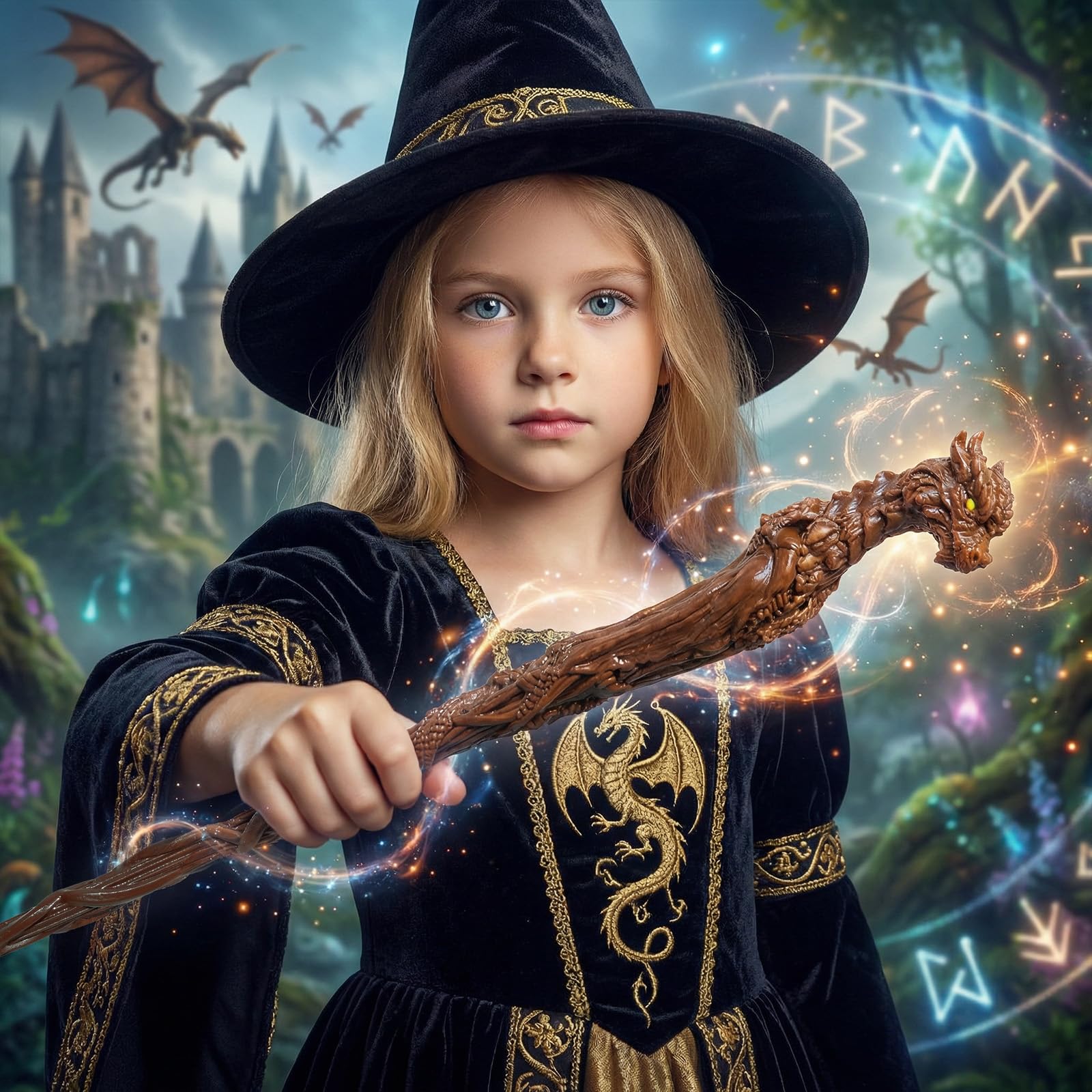 Rileryan Dragon Head Magic Wand – Decorative Wizard Wand for Fantasy Home Decor