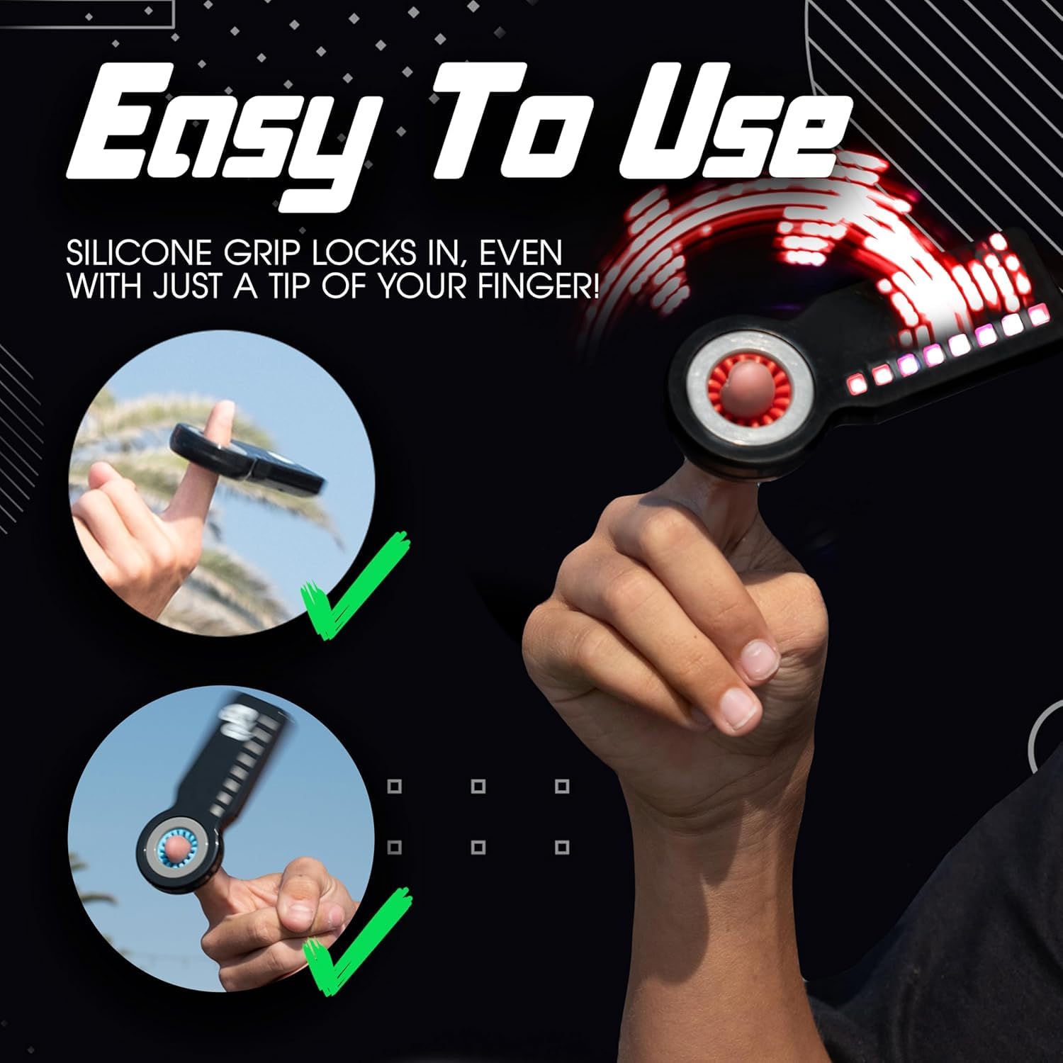 RingSlingr Light Up Fidget Spinner – 4 LED Modes, Glow in the Dark, 10-Hour Battery, Stress Relief Toy for Adults Teens Kids