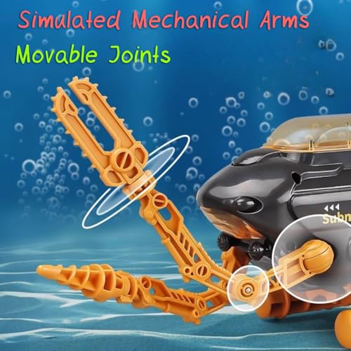 Rinnland Orange Submarine Toy with Robotic Arms, Adjustable Base & Openable Cabin for Kids