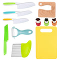 RISICULIS 11-Piece Kids Kitchen Knife Set – Wooden and Serrated Plastic Toddler Knives for Safe Learning to Cut