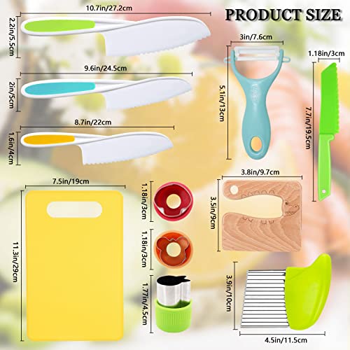 RISICULIS 11-Piece Kids Kitchen Knife Set – Wooden and Serrated Plastic Toddler Knives for Safe Learning to Cut