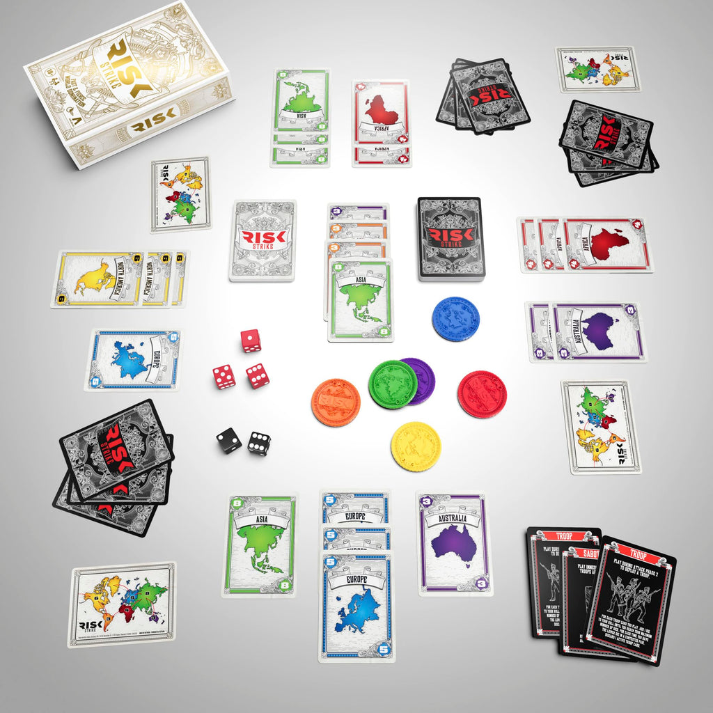 Risk Strike: Fast-Paced Card & Dice Game – 20-Minute Strategy for 2-5 Players, Ages 10+
