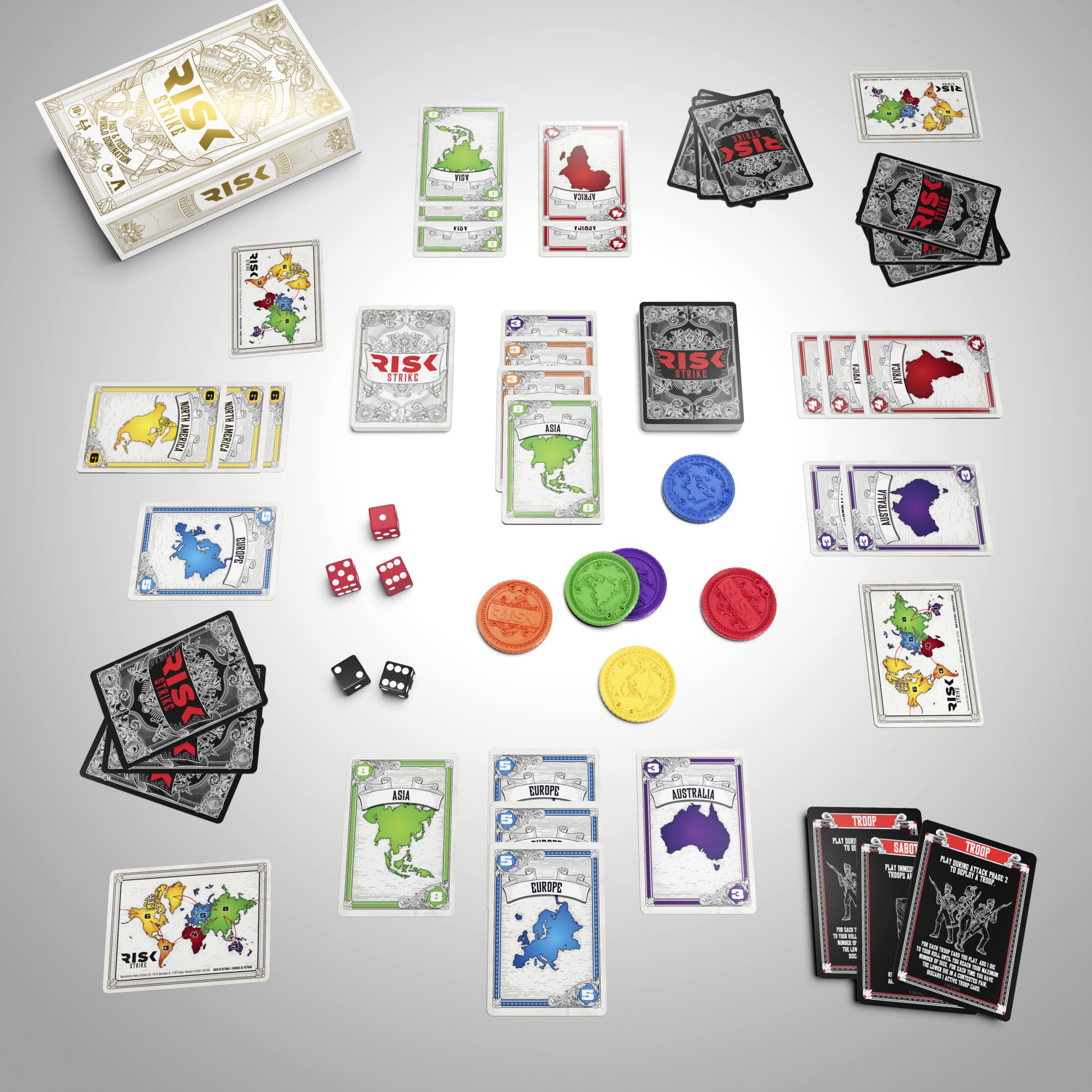 Risk Strike: Fast-Paced Card & Dice Game – 20-Minute Strategy for 2-5 Players, Ages 10+