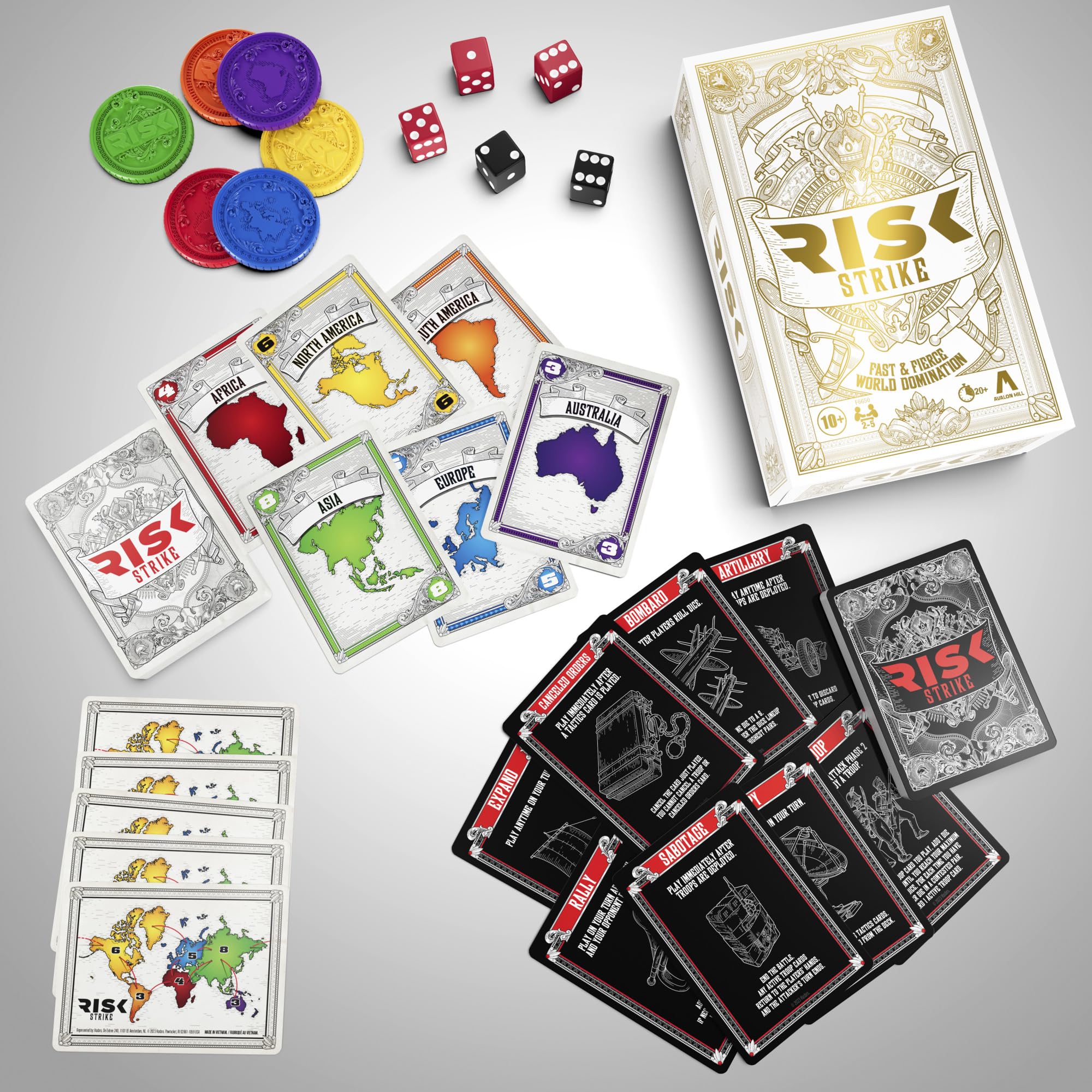 Risk Strike: Fast-Paced Card & Dice Game – 20-Minute Strategy for 2-5 Players, Ages 10+