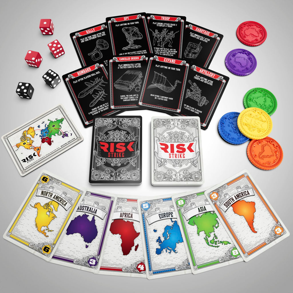 Risk Strike: Fast-Paced Card & Dice Game – 20-Minute Strategy for 2-5 Players, Ages 10+