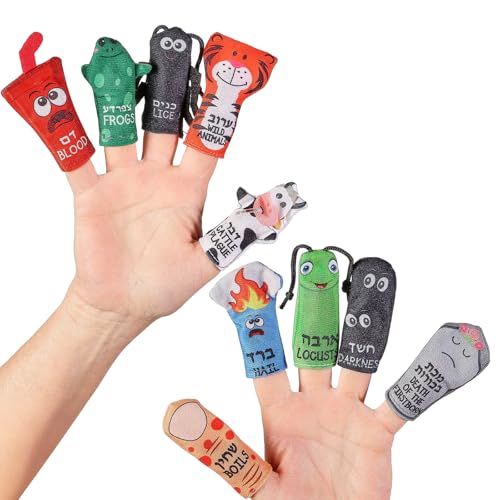 Rite Lite 10 Plague Finger Puppets for Passover Seder - Educational Toy for Kids
