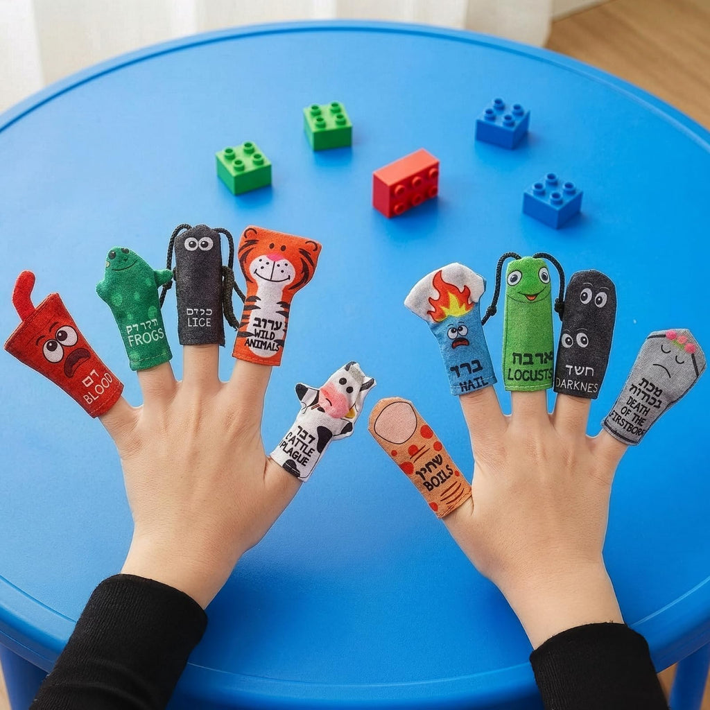Rite Lite 10 Plague Finger Puppets for Passover Seder - Educational Toy for Kids