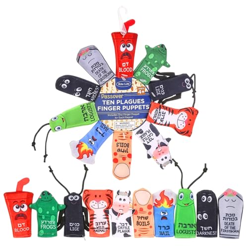 Rite Lite 10 Plague Finger Puppets for Passover Seder - Educational Toy for Kids