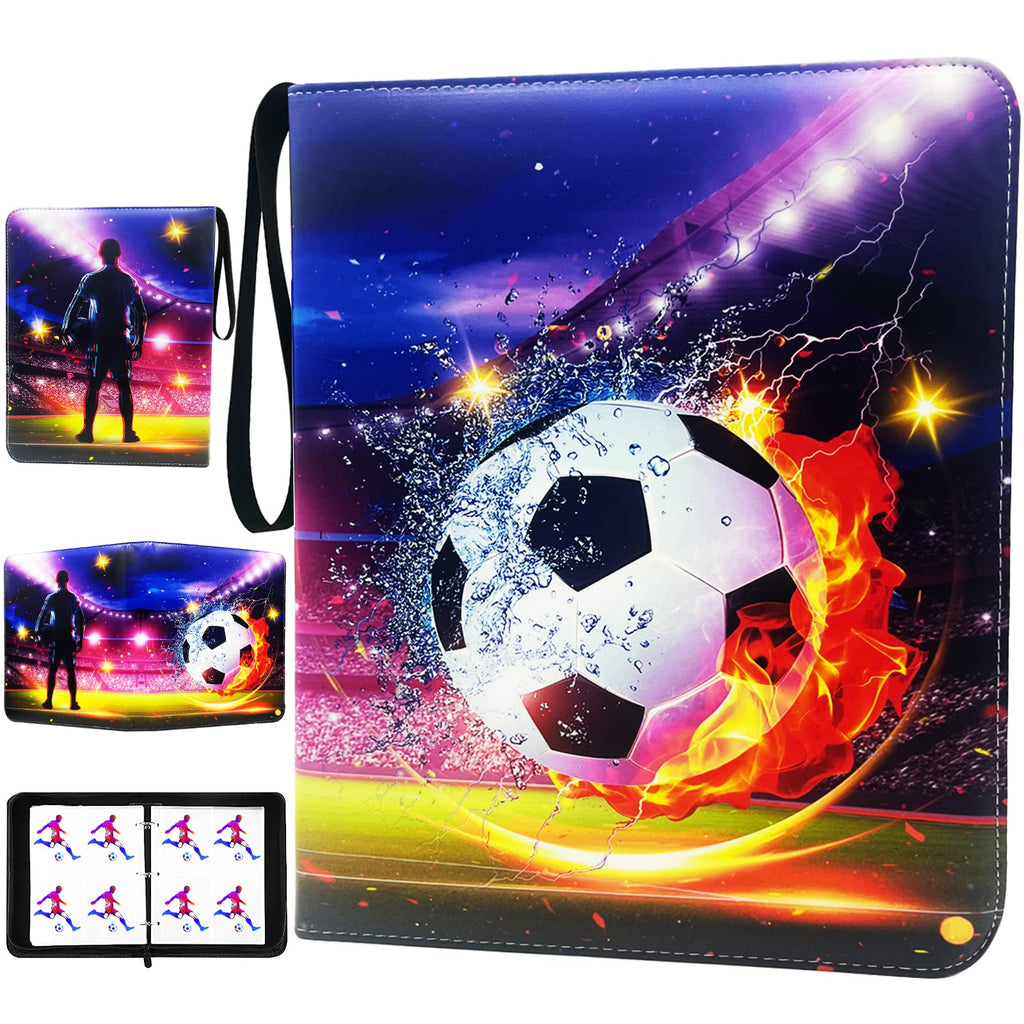 Rmannke 4-Pocket Soccer Card Binder with 50 Removable Sleeves – Holds 400 Cards
