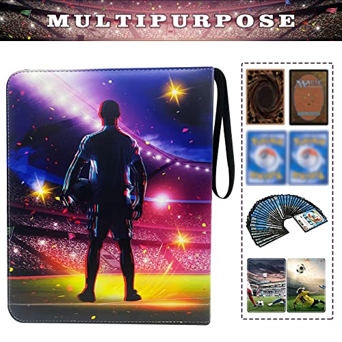 Rmannke 4-Pocket Soccer Card Binder with 50 Removable Sleeves – Holds 400 Cards
