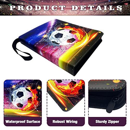 Rmannke 4-Pocket Soccer Card Binder with 50 Removable Sleeves – Holds 400 Cards