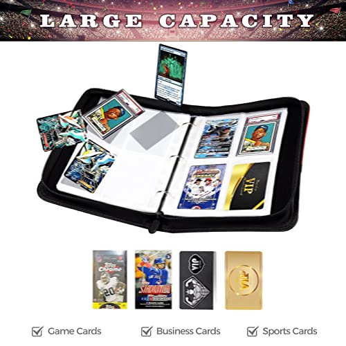 Rmannke 4-Pocket Soccer Card Binder with 50 Removable Sleeves – Holds 400 Cards
