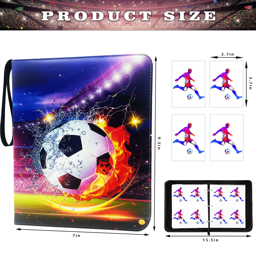 Rmannke 4-Pocket Soccer Card Binder with 50 Removable Sleeves – Holds 400 Cards