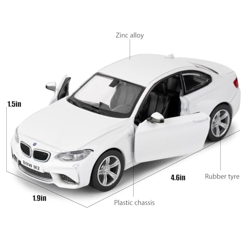 RMZ City 1:36 BMW M2 Diecast Pull-Back Toy Car, White – Collectible Model for Ages 3+