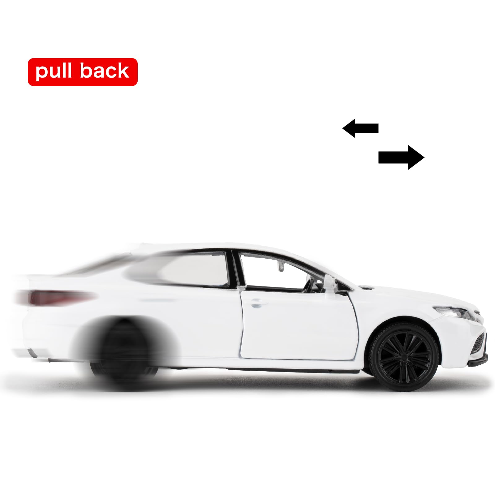RMZ City 1:36 Camry XSE Diecast Model Car, White – Pull Back with Opening Doors