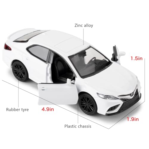 RMZ City 1:36 Camry XSE Diecast Model Car, White – Pull Back with Opening Doors