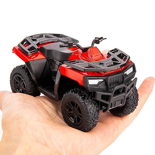 RMZ City 1:36 Diecast ATV Pull-Back Toy Car - Red, Zinc Alloy, Rubber Tires, Gift for Kids