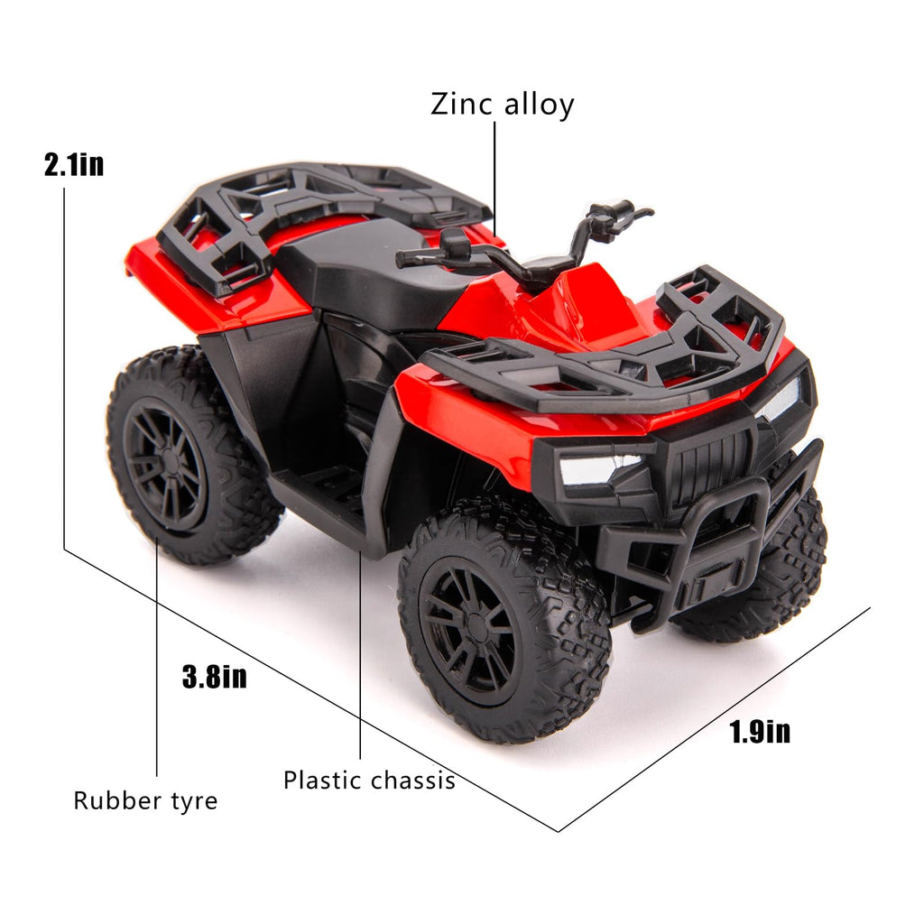 RMZ City 1:36 Diecast ATV Pull-Back Toy Car - Red, Zinc Alloy, Rubber Tires, Gift for Kids