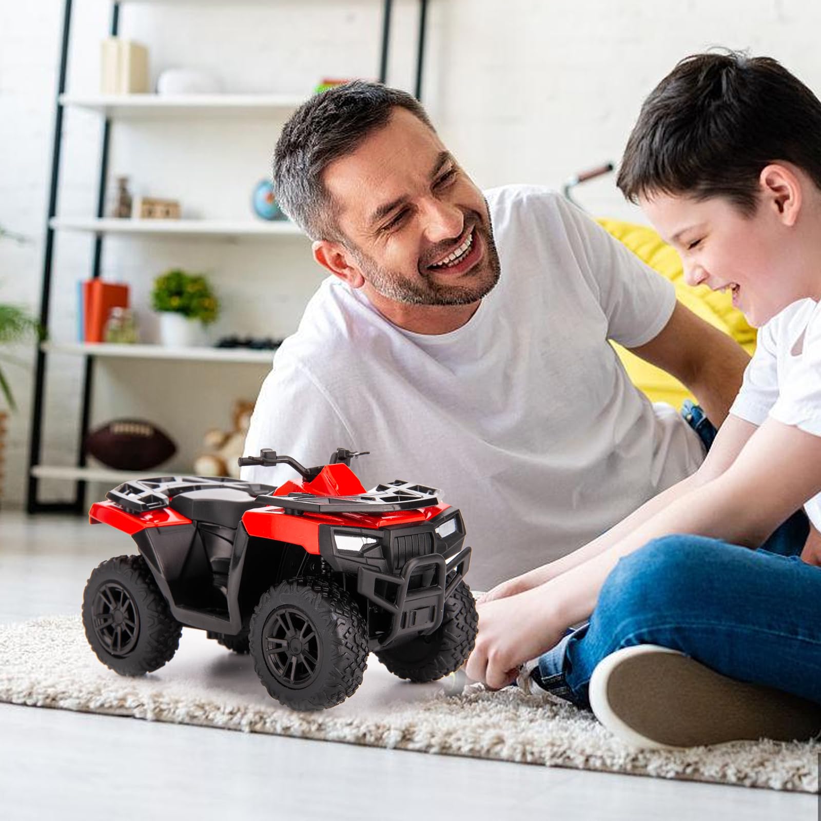 RMZ City 1:36 Diecast ATV Pull-Back Toy Car - Red, Zinc Alloy, Rubber Tires, Gift for Kids