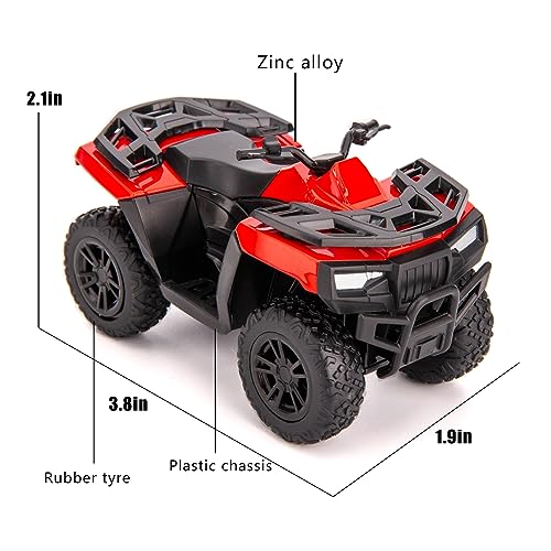 RMZ City 1:36 Diecast ATV Pull-Back Toy Car - Red, Zinc Alloy, Rubber Tires, Gift for Kids