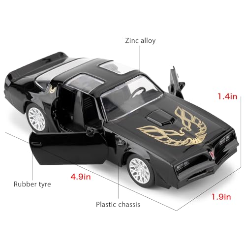 RMZ City 1:36 Pontiac Firebird Trans Am Diecast Pull Back Car - Black, Opening Doors, Ages 3+