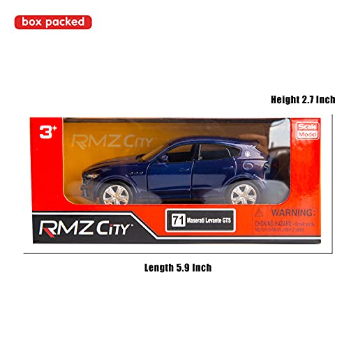 RMZ City 1:36 Scale Maserati Levante Diecast Car - Blue Pullback Toy with Opening Doors