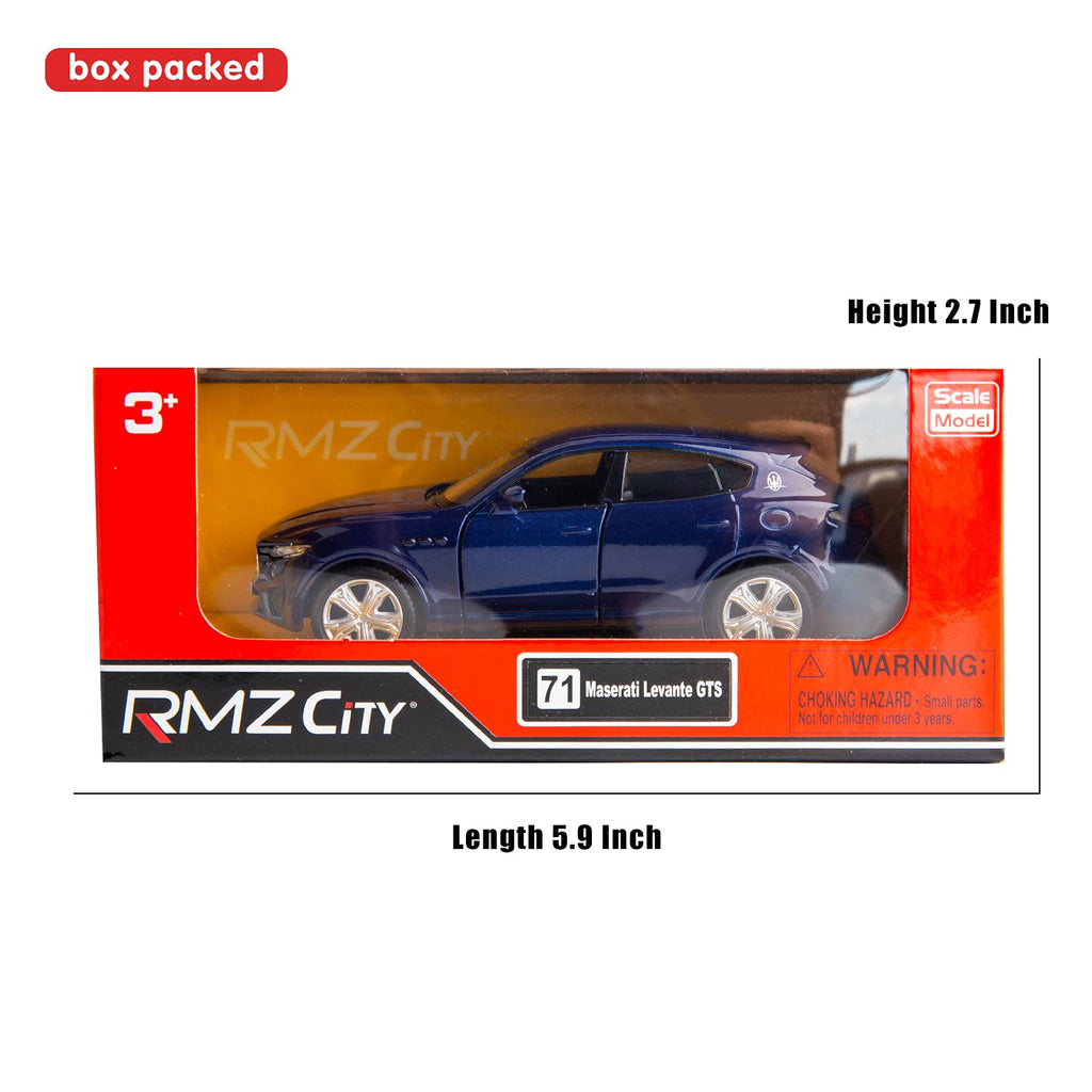 RMZ City 1:36 Scale Maserati Levante Diecast Car - Blue Pullback Toy with Opening Doors