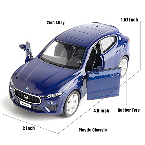 RMZ City 1:36 Scale Maserati Levante Diecast Car - Blue Pullback Toy with Opening Doors