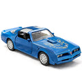 RMZ City 1:36 Scale Pontiac Firebird Trans Am Diecast Pull-Back Toy Car - Blue, Doors Open