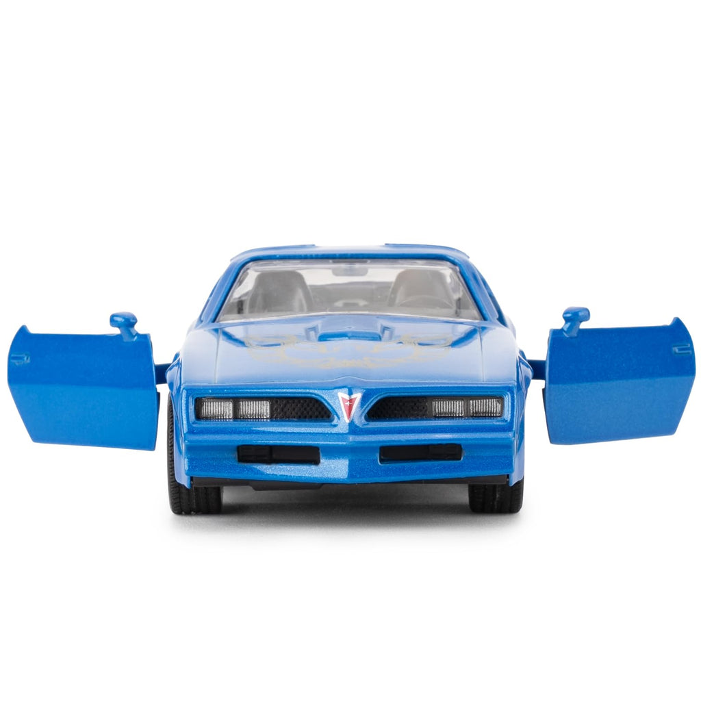 RMZ City 1:36 Scale Pontiac Firebird Trans Am Diecast Pull-Back Toy Car - Blue, Doors Open