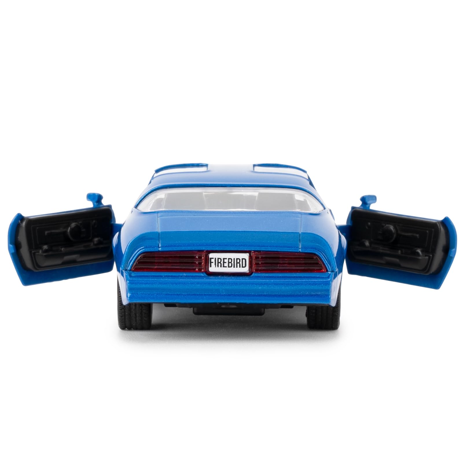 RMZ City 1:36 Scale Pontiac Firebird Trans Am Diecast Pull-Back Toy Car - Blue, Doors Open