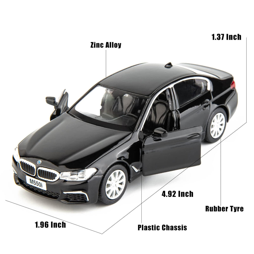RMZ City BMW M550i 1:36 Diecast Car – Pull-Back Toy with Opening Doors, Black