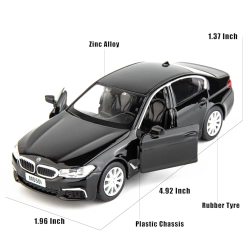 RMZ City BMW M550i 1:36 Diecast Car – Pull-Back Toy with Opening Doors, Black