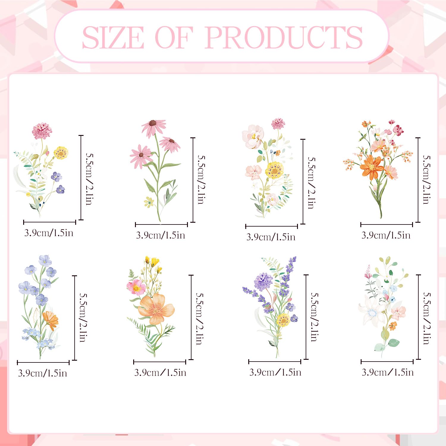 Rngmsi 40-Piece Wildflower Cupcake Toppers for Baby Shower & Birthday Parties - No-DIY Pre-Assembled Garden Floral Decorations