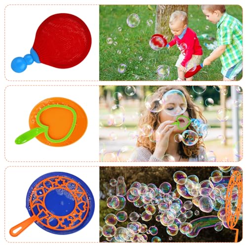 Roberly 17-Piece Big Bubble Wands Set with Soft Rackets and Trays for Outdoor Fun
