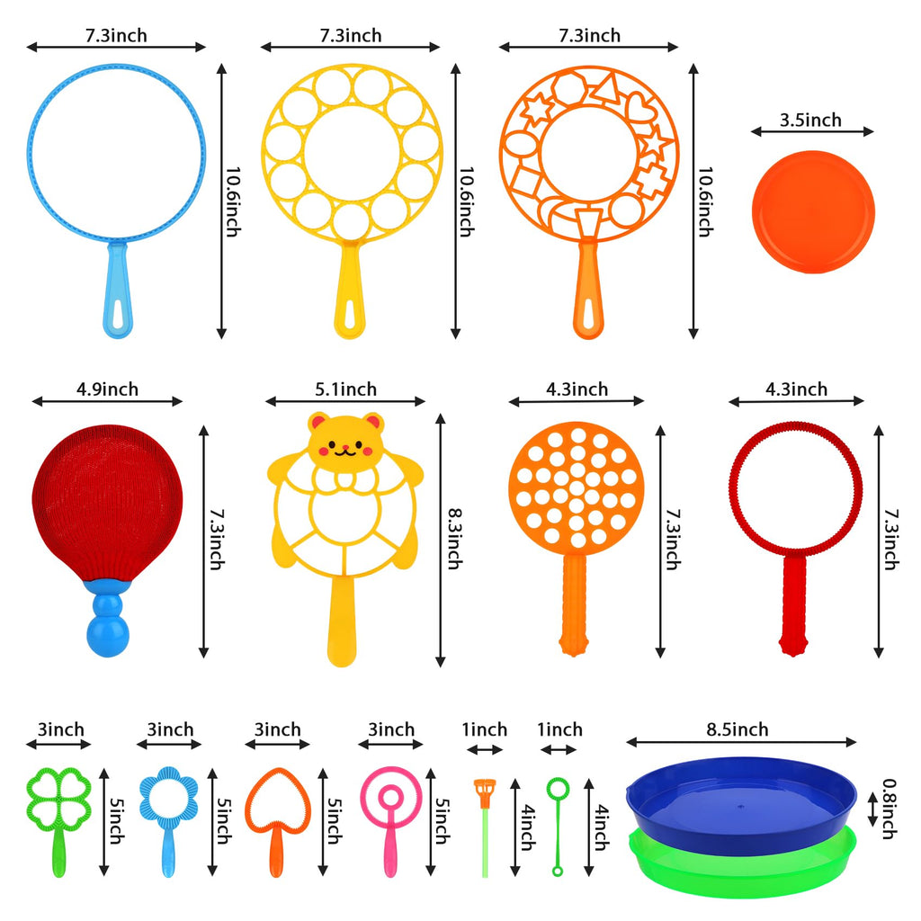 Roberly 17-Piece Big Bubble Wands Set with Soft Rackets and Trays for Outdoor Fun