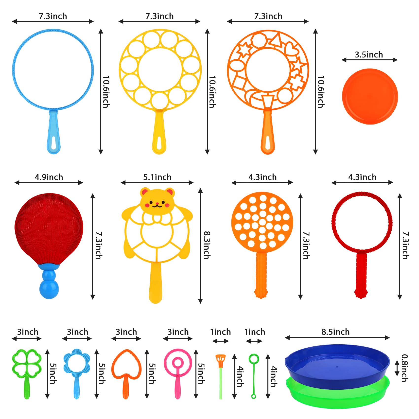 Roberly 17-Piece Big Bubble Wands Set with Soft Rackets and Trays for Outdoor Fun