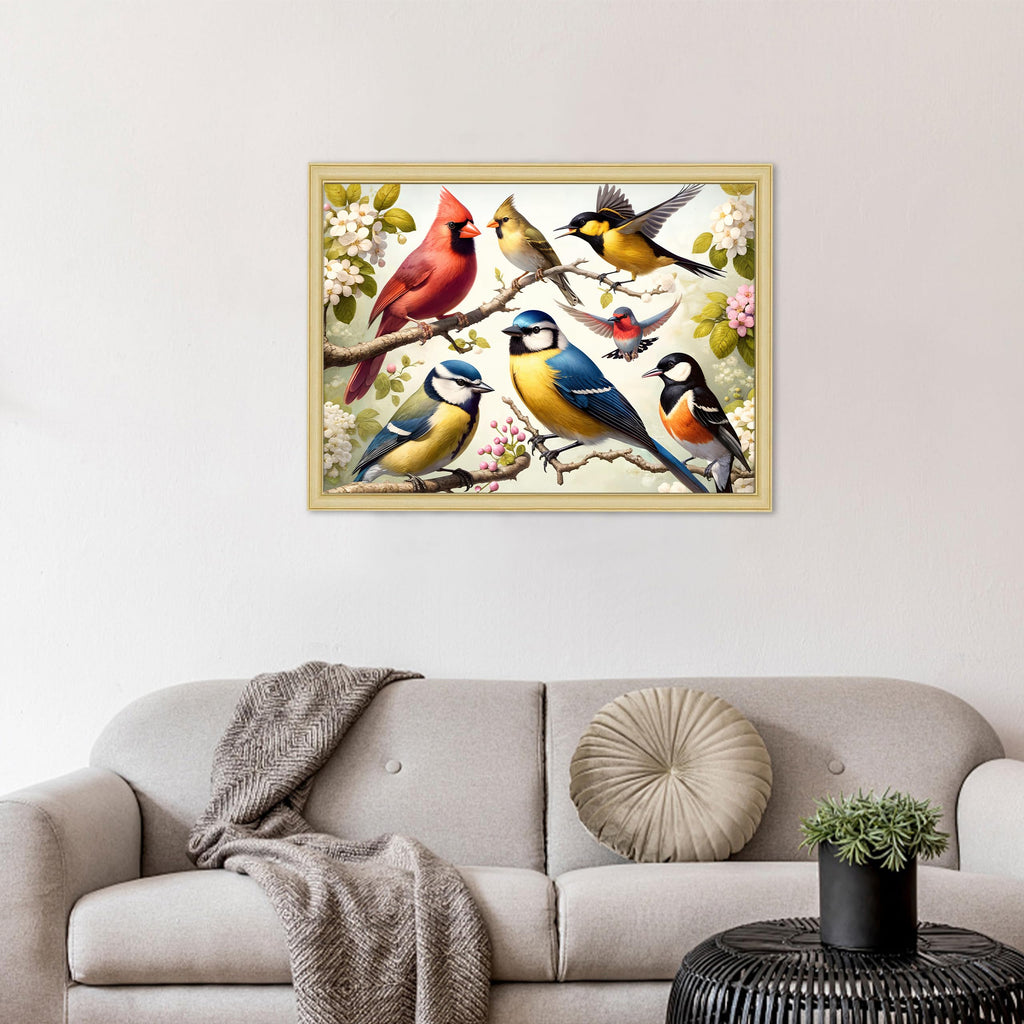 Rocorose 1000 Piece Birds and Flowers Jigsaw Puzzle with Poster – Large 27.5x19.68 Inch Finished Size, Premium Gray Board